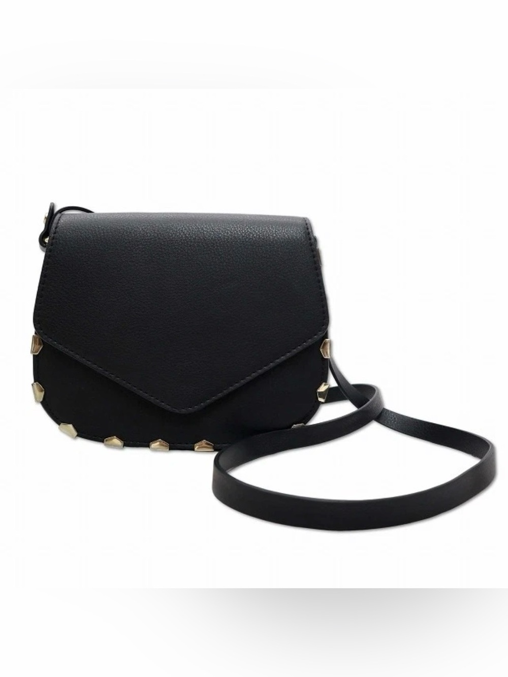 ZARA Trafaluc Faux Leather Crossbody Bag Black Silver Used